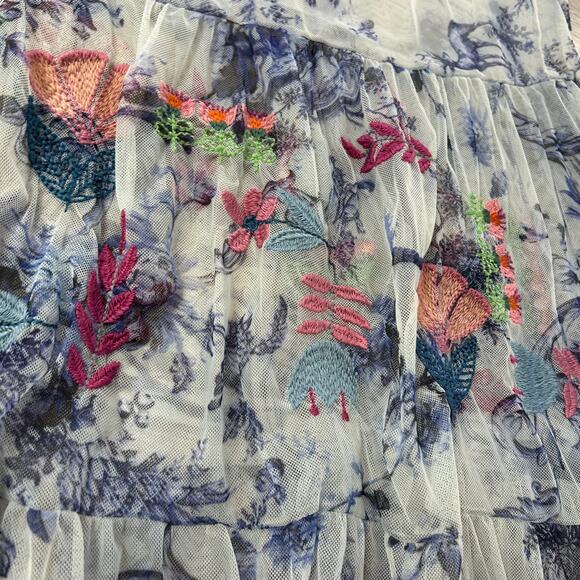 Johnny Was Biya Logan Tiered Mesh Maxi Dress Embroidered Boho Sheer Size S - Picture 6 of 15